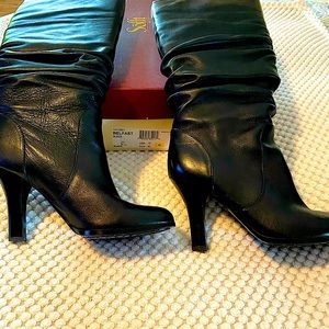 Black Leather Slouchy Boots